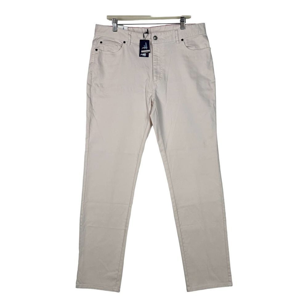 New Johnnie-O Sawyer Men US 38 x 32 White Jeans Slim Fit Sawyer $145